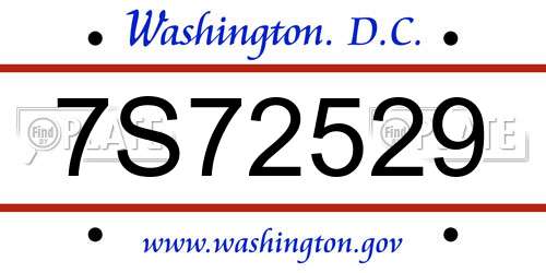 7S72529 District Of Columbia License Plate