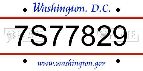 7S77829 District Of Columbia License Plate