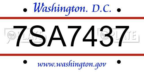 7SA7437 District Of Columbia License Plate