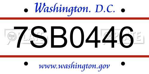 7SB0446 District Of Columbia License Plate