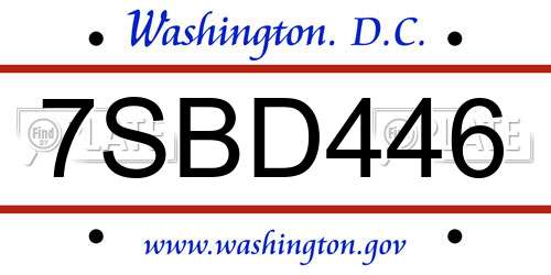7SBD446 District Of Columbia License Plate