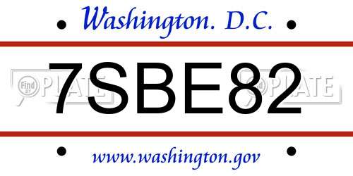 7SBE82 District Of Columbia License Plate