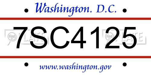 7SC4125 District Of Columbia License Plate