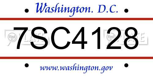 7SC4128 District Of Columbia License Plate