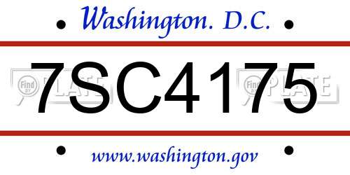 7SC4175 District Of Columbia License Plate