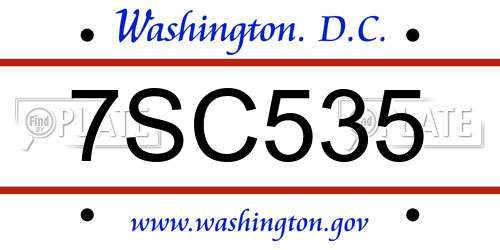 7SC535 District Of Columbia License Plate