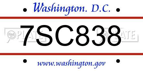 7SC838 District Of Columbia License Plate