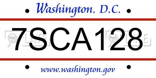 7SCA128 District Of Columbia License Plate
