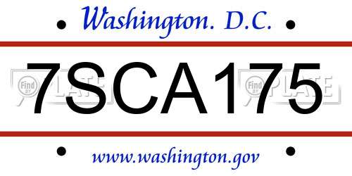 7SCA175 District Of Columbia License Plate