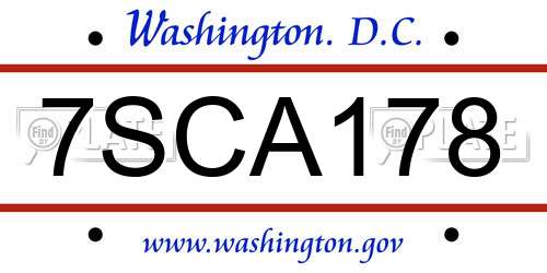 7SCA178 District Of Columbia License Plate
