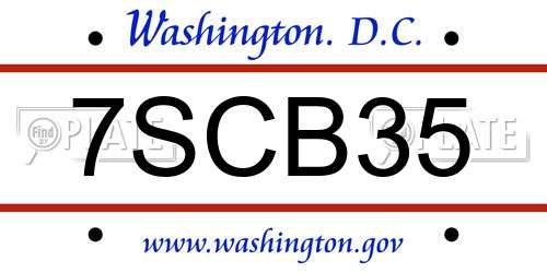 7SCB35 District Of Columbia License Plate
