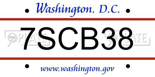 7SCB38 District Of Columbia License Plate