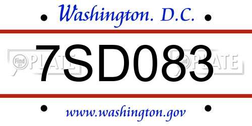 7SD083 District Of Columbia License Plate