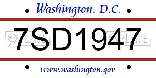 7SD1947 District Of Columbia License Plate