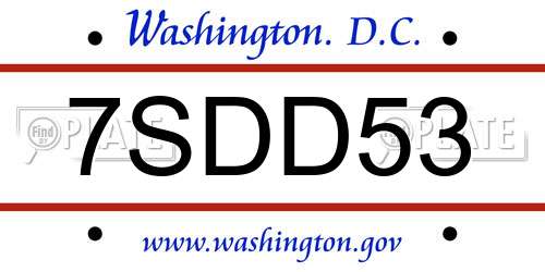 7SDD53 District Of Columbia License Plate