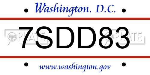 7SDD83 District Of Columbia License Plate