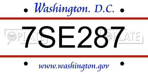 7SE287 District Of Columbia License Plate