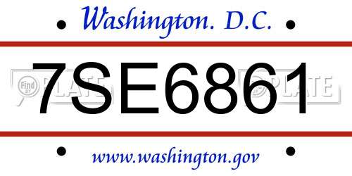 7SE6861 District Of Columbia License Plate