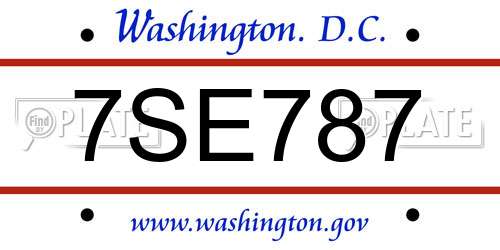 7SE787 District Of Columbia License Plate