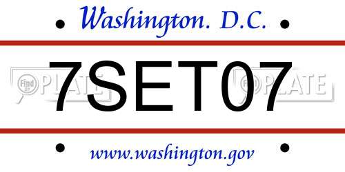 7SET07 District Of Columbia License Plate
