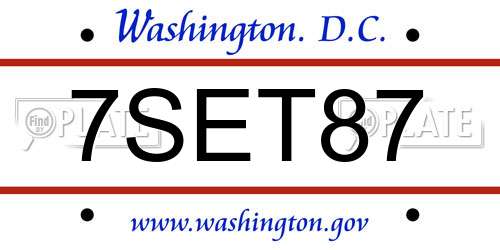 7SET87 District Of Columbia License Plate