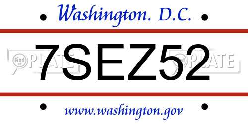 7SEZ52 District Of Columbia License Plate