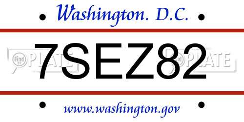 7SEZ82 District Of Columbia License Plate
