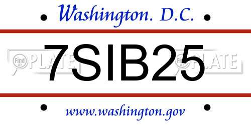 7SIB25 District Of Columbia License Plate