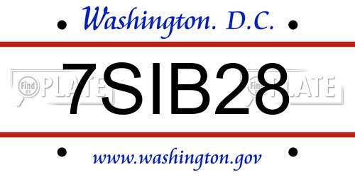 7SIB28 District Of Columbia License Plate