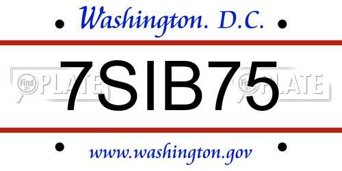 7SIB75 District Of Columbia License Plate