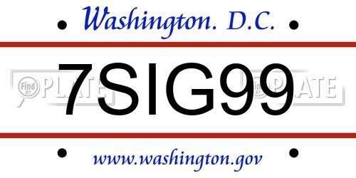 7SIG99 District Of Columbia License Plate