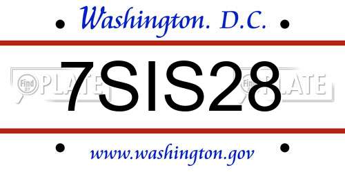 7SIS28 District Of Columbia License Plate
