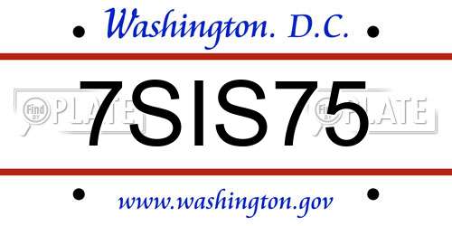 7SIS75 District Of Columbia License Plate