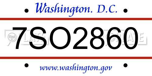 7SO2860 District Of Columbia License Plate