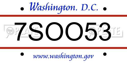 7SOO53 District Of Columbia License Plate