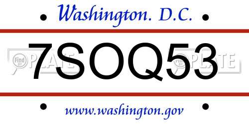 7SOQ53 District Of Columbia License Plate