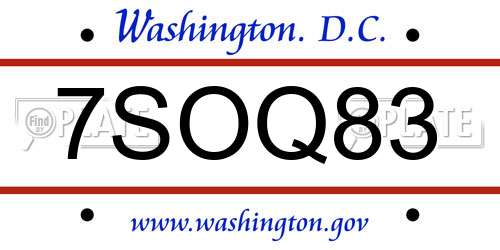 7SOQ83 District Of Columbia License Plate