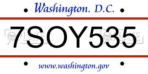 7SOY535 District Of Columbia License Plate