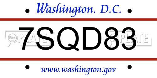 7SQD83 District Of Columbia License Plate