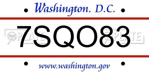 7SQO83 District Of Columbia License Plate