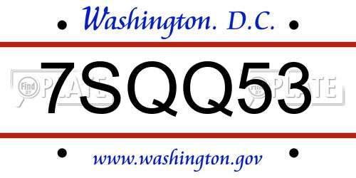7SQQ53 District Of Columbia License Plate