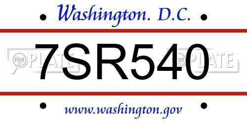 7SR540 District Of Columbia License Plate
