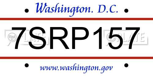 7SRP157 District Of Columbia License Plate