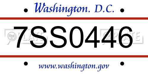 7SS0446 District Of Columbia License Plate