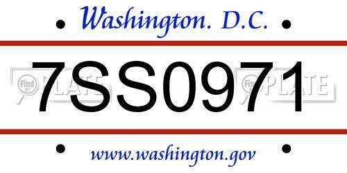 7SS0971 District Of Columbia License Plate