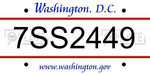 7SS2449 District Of Columbia License Plate