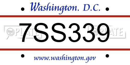 7SS339 District Of Columbia License Plate