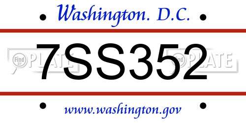 7SS352 District Of Columbia License Plate