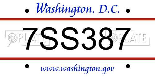 7SS387 District Of Columbia License Plate