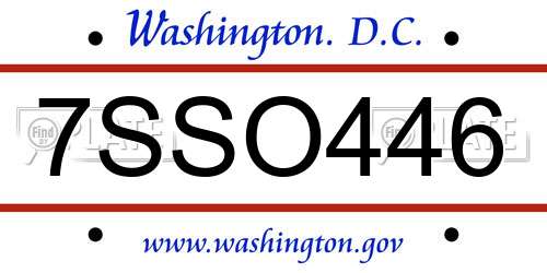 7SSO446 District Of Columbia License Plate